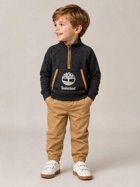 Timberland Toddler 2T Outfit Set Hoodie Pullover & Khaki Pants Logo Cozy Casual